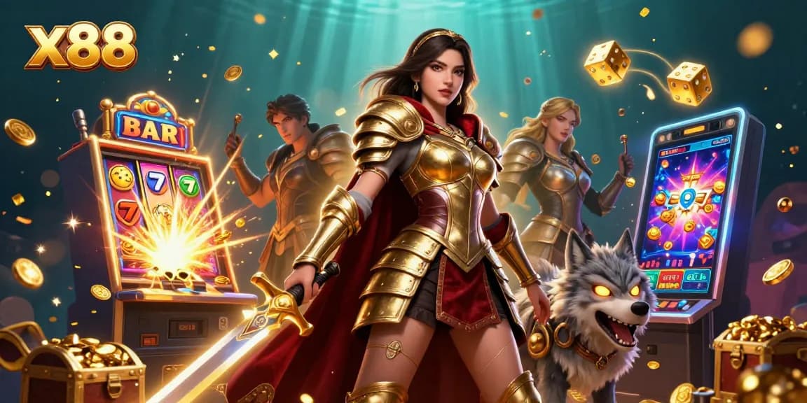 Experience x88 online casino action with a warrior queen and rich jackpot elements.
