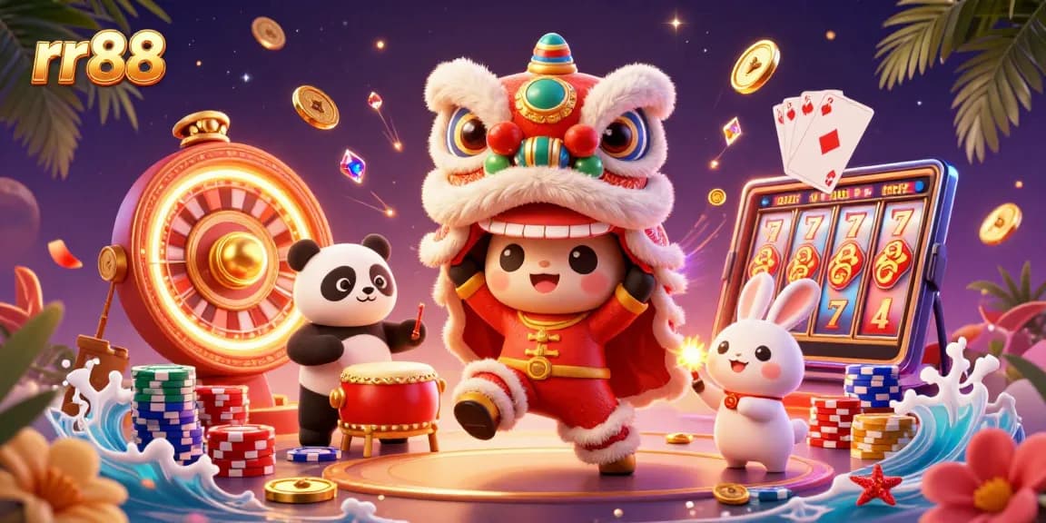 Experience exciting online gaming at rr88 with a colorful casino scene featuring characters and dynamic elements.