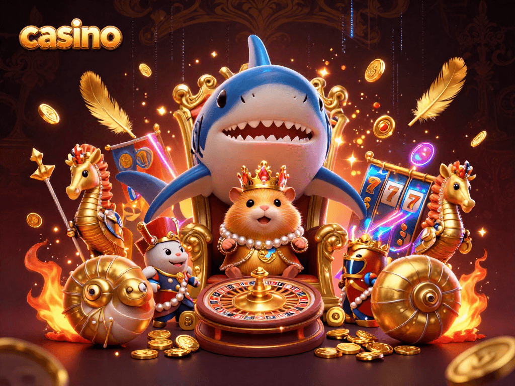 Experience the thrill of casino gaming with vibrant characters and dynamic elements in this stunning illustration.