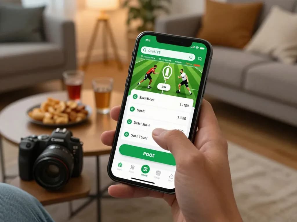 Placing a bet on the goal123 app with live sports odds displayed.