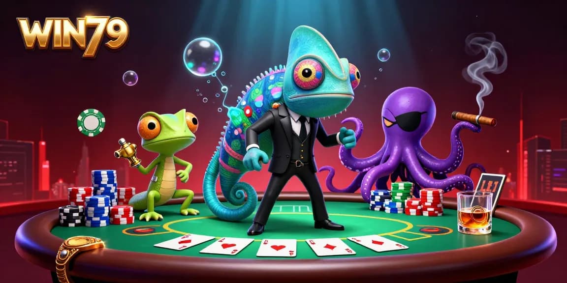 Experience thrilling poker action at WIN79 with charismatic characters and vibrant casino elements.
