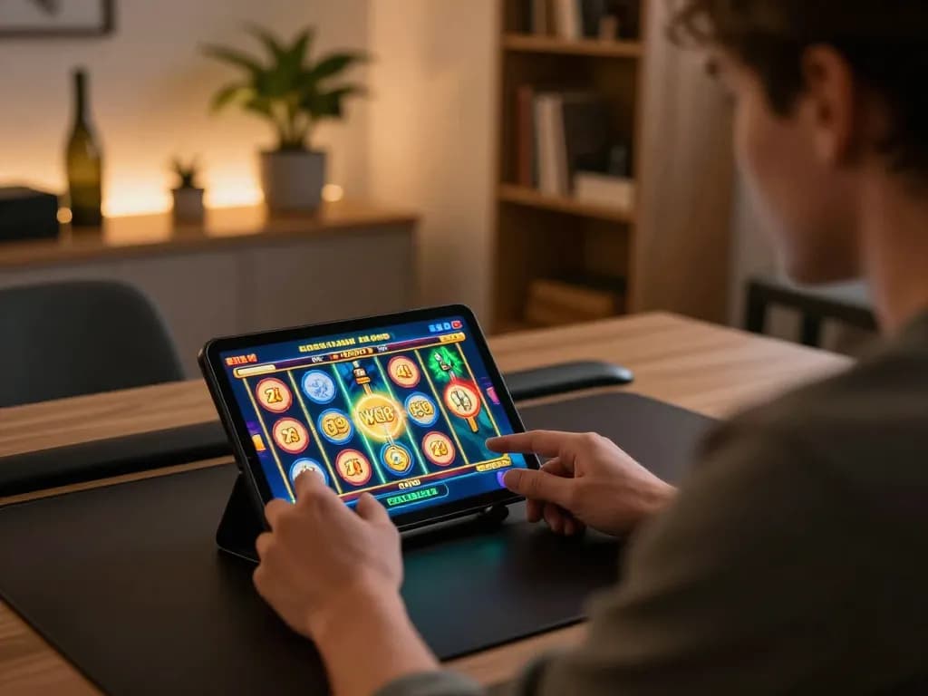 Engaging with the W69 online slot game in a modern home setup.