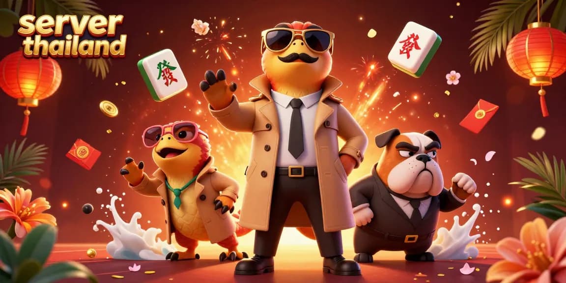 Experience the vibrant energy of a server thailand scene with playful raptors and a bouncer in a VIP lounge.
