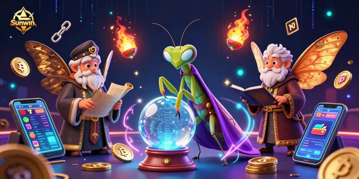 Win big with Sunwin's vibrant online casino game scene featuring fortune teller characters.