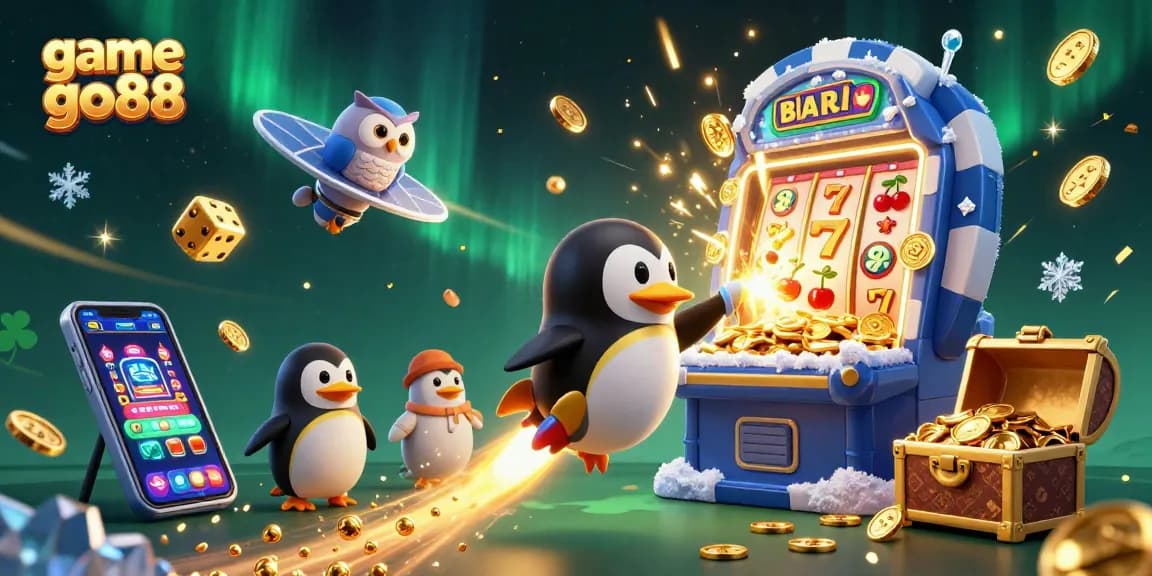 Experience game go88's thrilling casino adventure with a golden penguin and jackpot explosion!