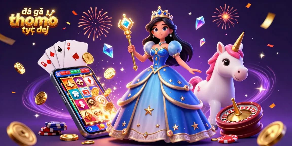 Experience the excitement of đá gà thomo trực tiếp with vibrant colors and dynamic characters in a casino setting.