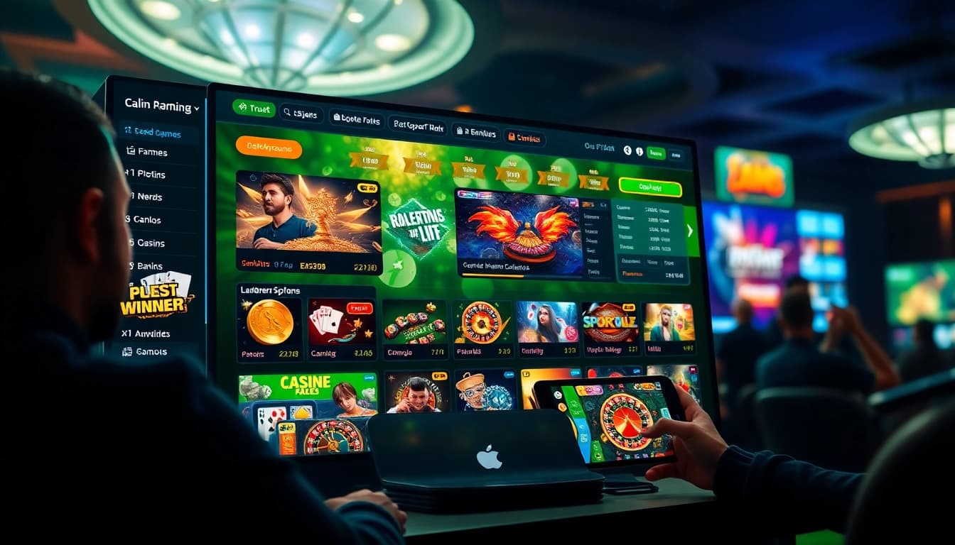 The engaging 8s online gaming platform interface highlights various casino games and sports betting.
