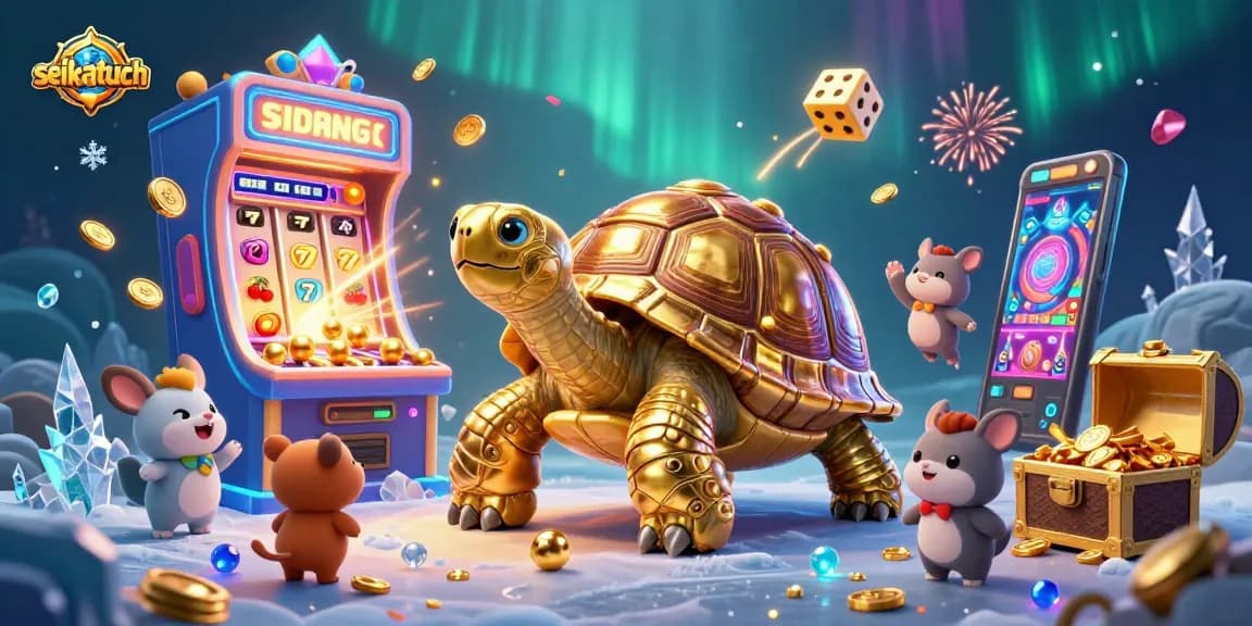 Experience the excitement of seikatuch with our vibrant 3D casino scene featuring thrilling jackpots and playful characters.