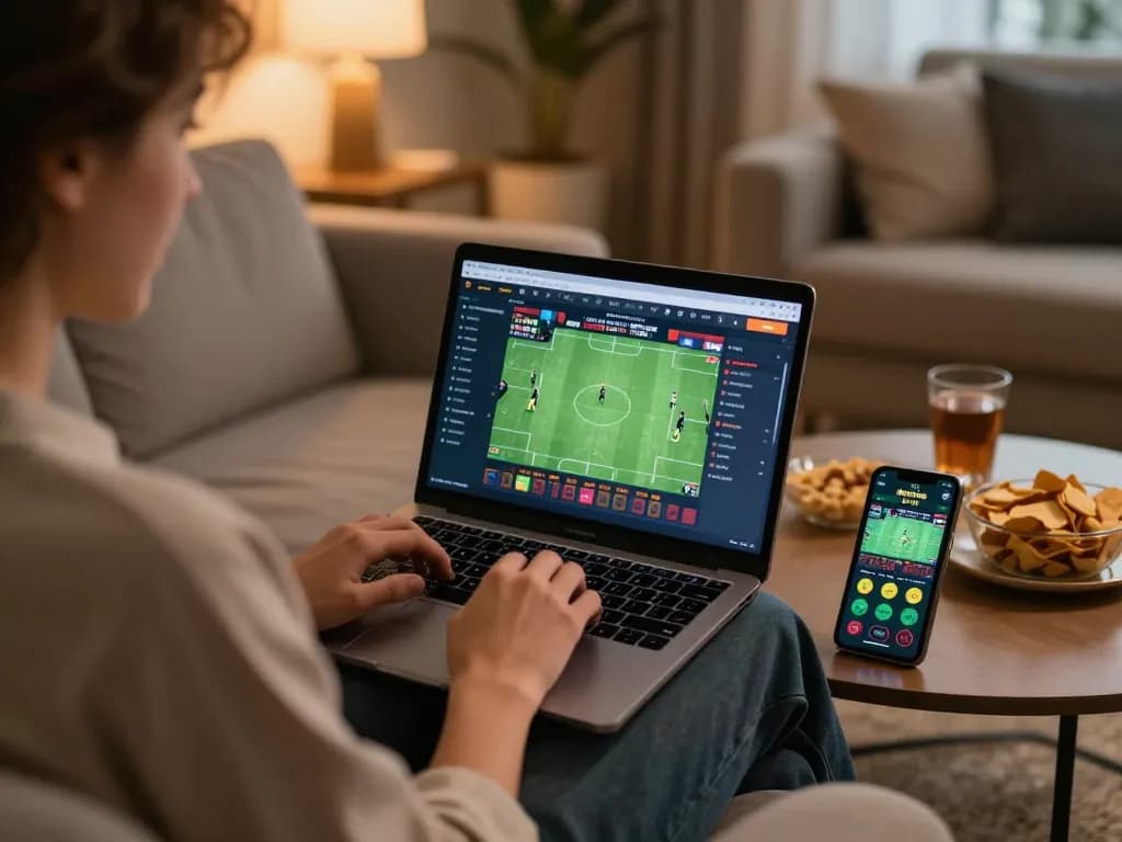 Engaging in online sports betting at home, ทางเข้า m118 interface displayed on laptop screen.