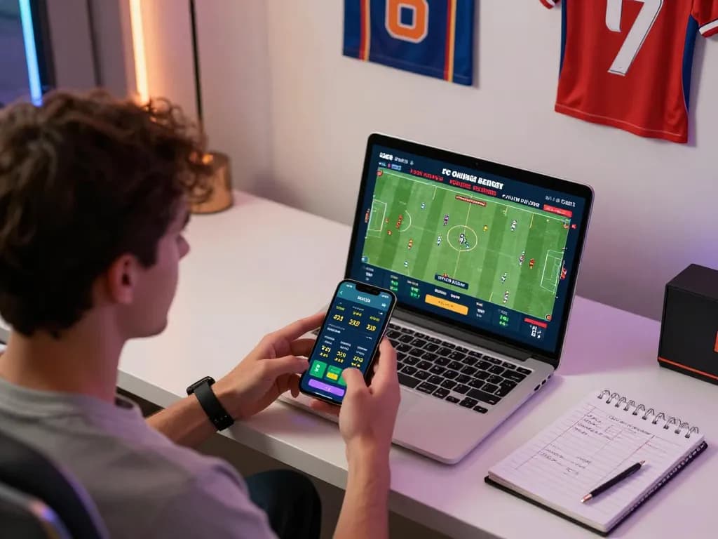 Engaged sports enthusiast using GG88 platform for live betting on smartphone.