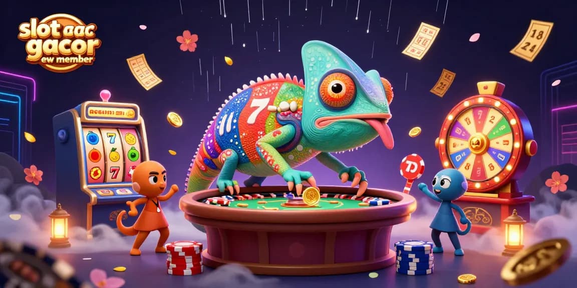 Experience thrilling wins with slot gacor new member in vibrant 3D casino illustration.