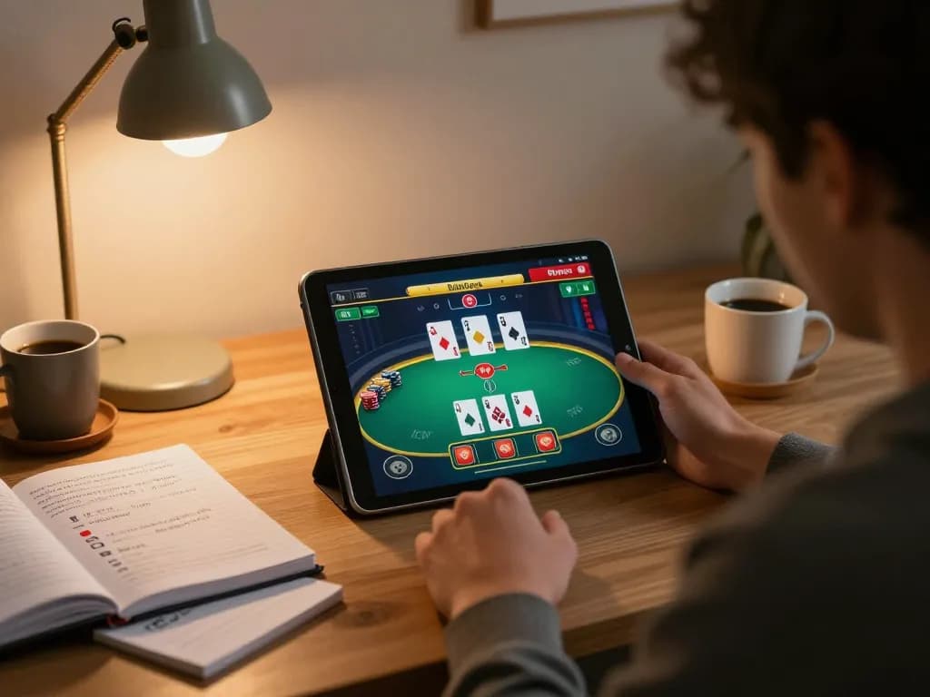 Engaging in online poker at home, showcasing the open 88 gaming experience in a cozy atmosphere.