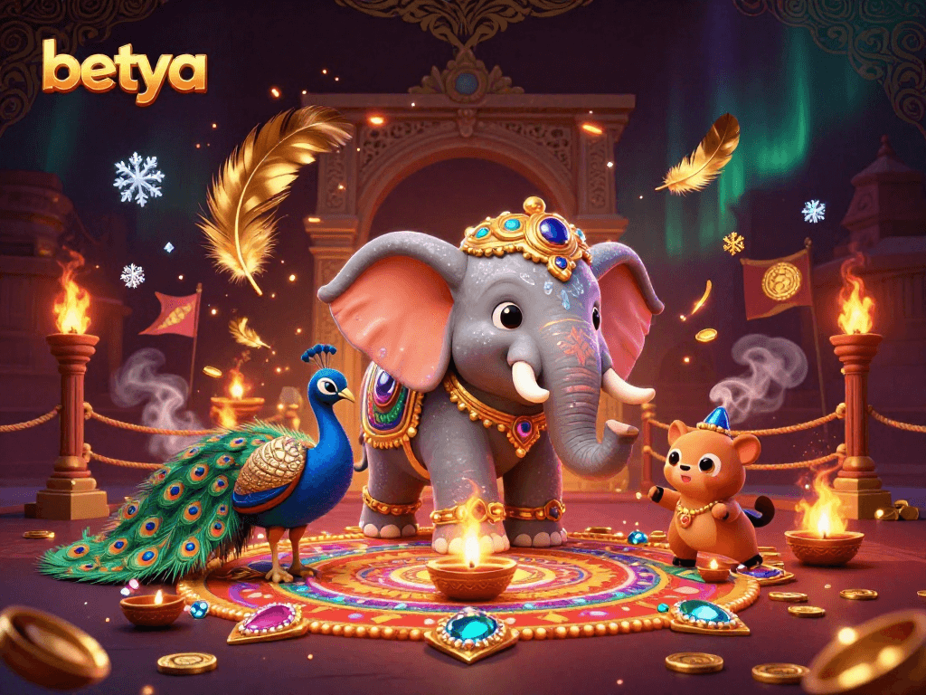 Experience vibrant betting action with betya's colorful gambling scene, featuring an ornate elephant.