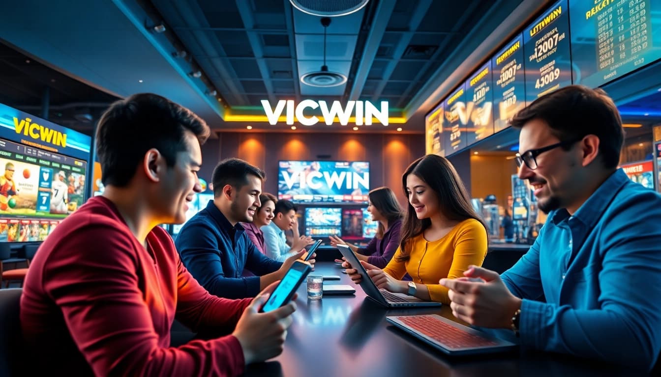 Exciting VICWIN online gaming platform showcasing sports betting, casino games, and user interactions.