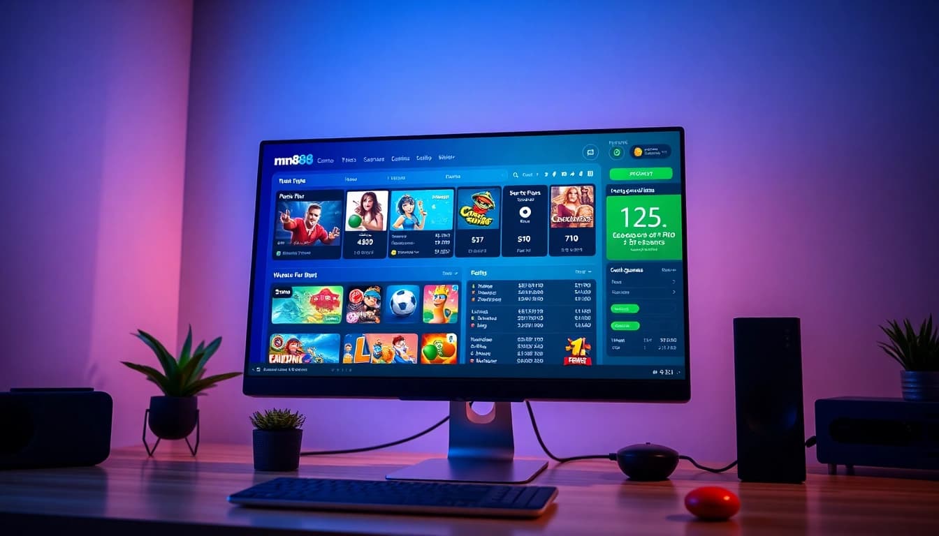 Experience mm88's dynamic online gaming interface highlighting casino and sports betting.