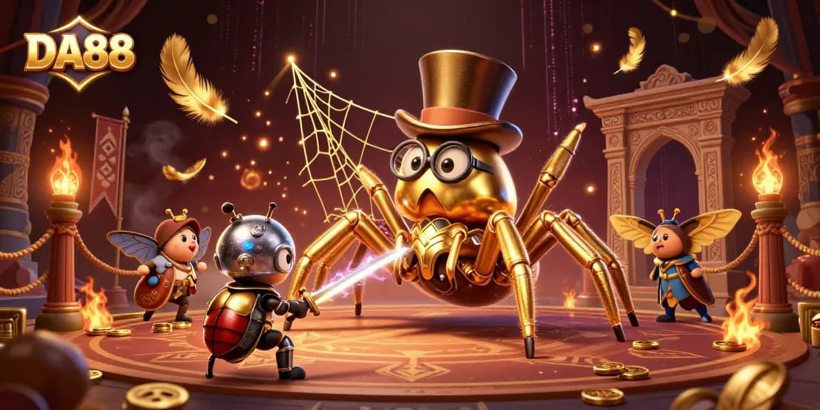 Engage with DA88 as the golden tarantula spins fortunes in a vibrant casino arena.