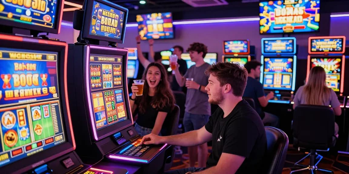 Bonus Buy slots excitement at https://chagency.co.uk with players celebrating wins in a vibrant casino environment.