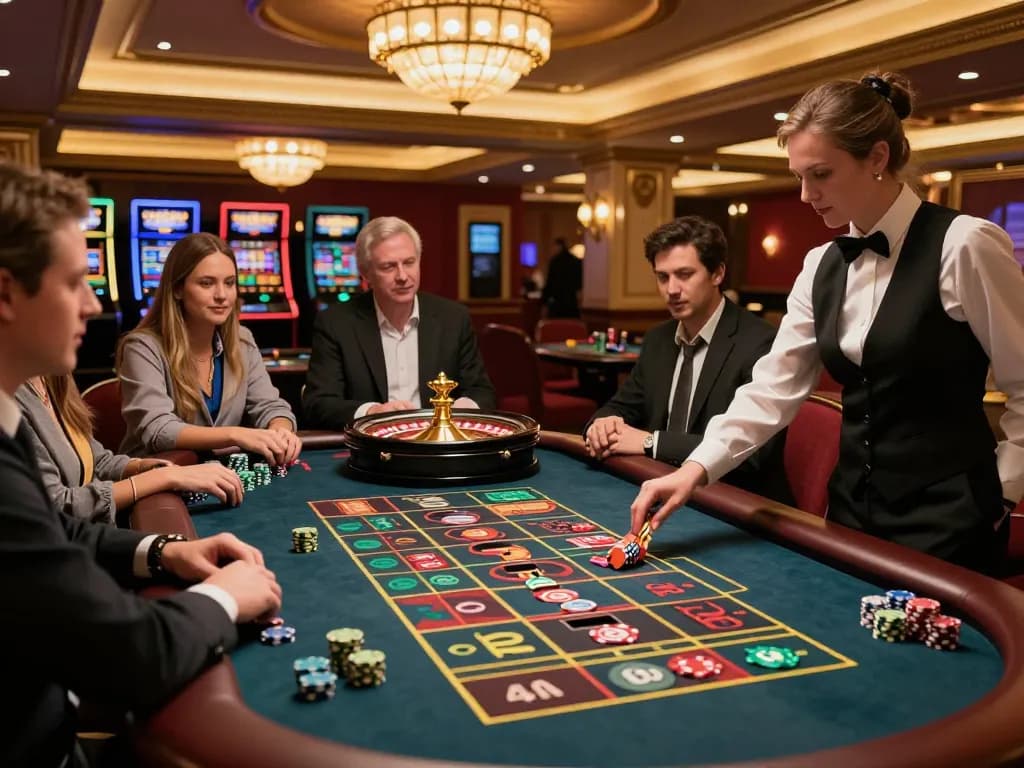 Engaged players at a roulette table in an upscale casino, showcasing gameplay dynamics at https://789club.net.ph/.