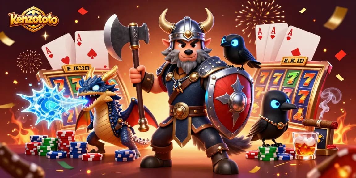 Experience thrilling gameplay with KENZOTOTO, featuring a vibrant 3D illustration of energetic casino characters.