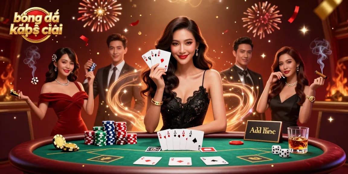 Bet on bóng đá kèo nhà cái with a stunning scene of a graceful dealer and captivating casino atmosphere.