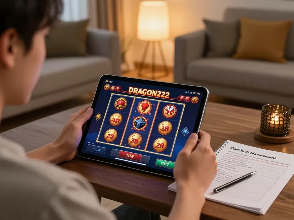 Experience the thrill of online slots with DRAGON222, as players engage in exciting gameplay at home.