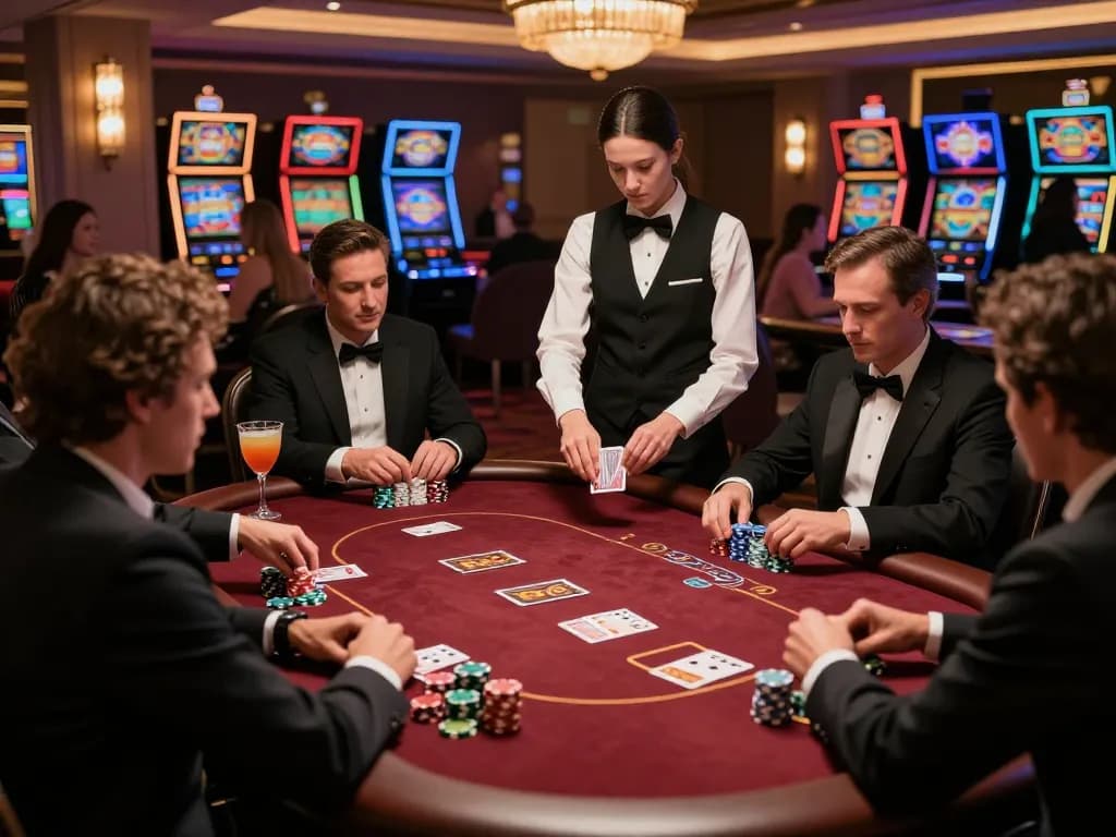 Experience the thrill of gaming on gameradar with players engaged in intense poker strategy at a luxury casino table.