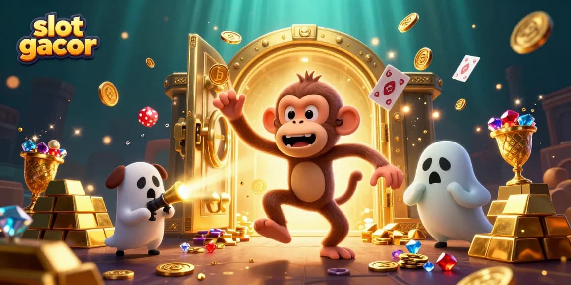 Experience the thrill of slot gacor with vibrant 3D characters in an enchanting casino scene.