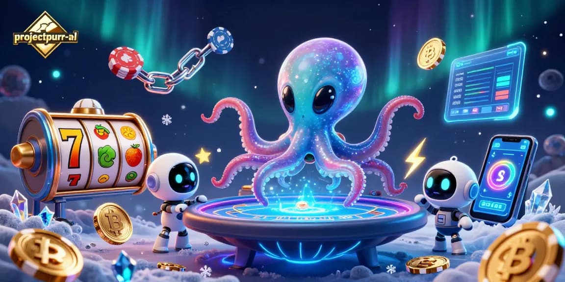 Engage with projectpurr-al's dynamic slots, featuring an alien octopus and neon crypto elements.