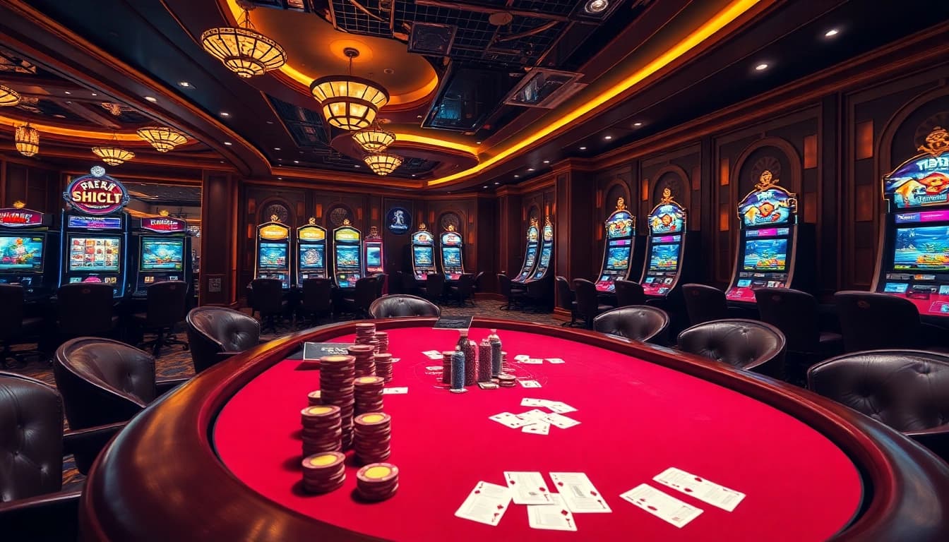 S8 casino scene with poker players highlighting strategy and excitement in a luxurious setting