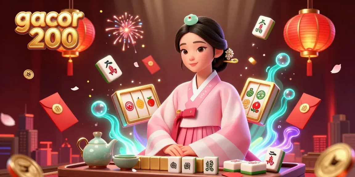 Engage with gacor 200 in this vibrant 3D illustration showcasing slot reels and casino charm.