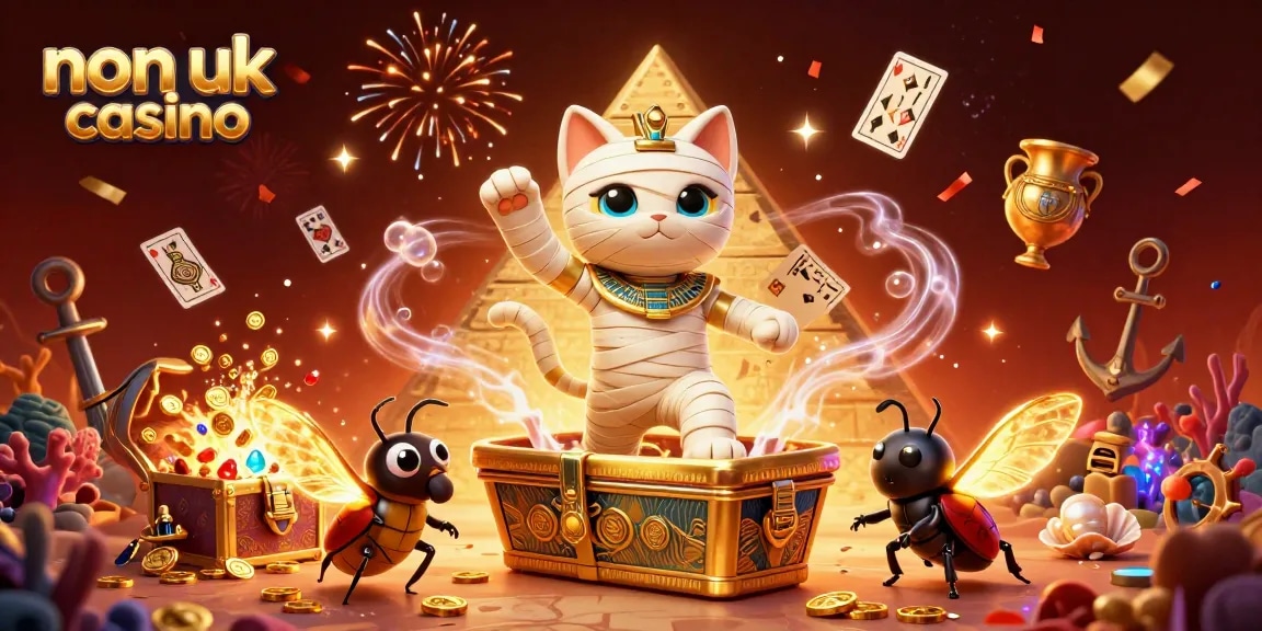 Experience the excitement of non uk casino gaming with a bursting Egyptian theme and vivid visuals.