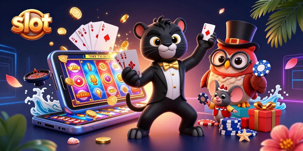 Menangkan permainan slot di WSLOT888 dengan tampilan menarik dan interaksi karakter permainan.