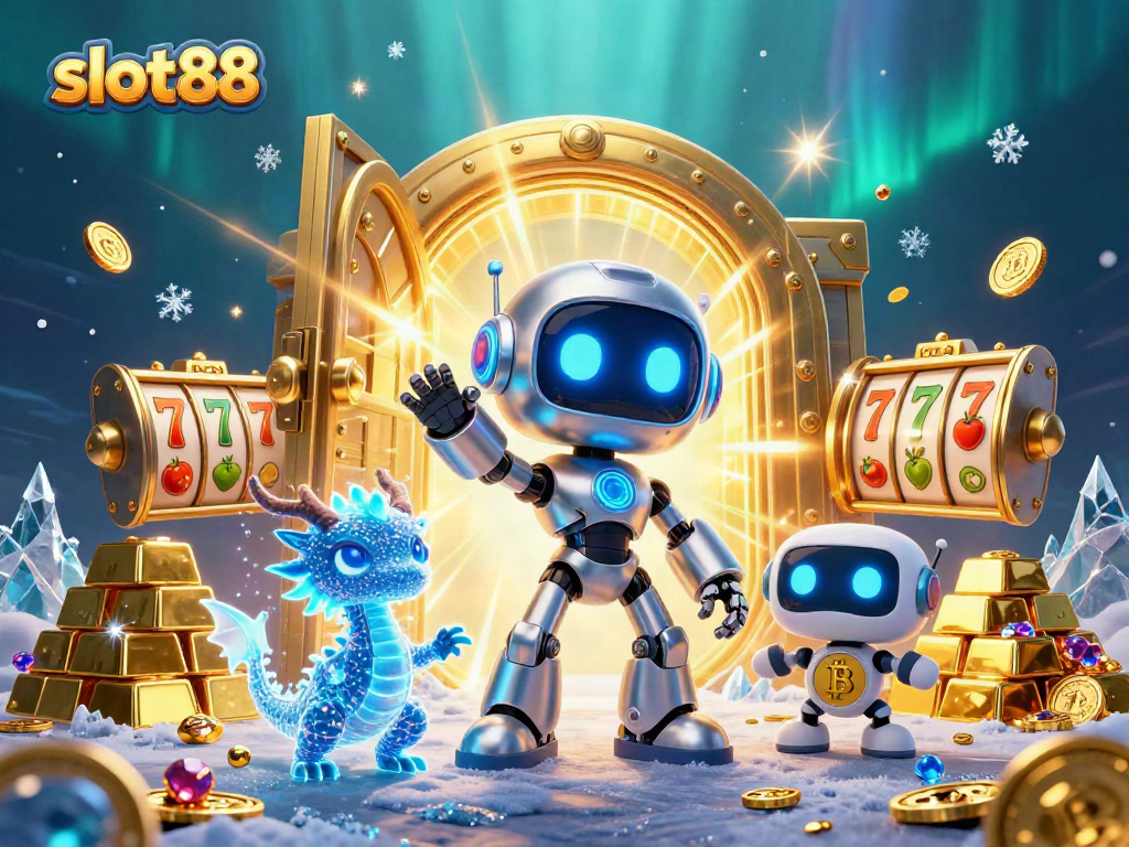 Experience slot88's thrilling adventure with vivid visuals of cyberpunk robots and treasure. Enjoy every spin!