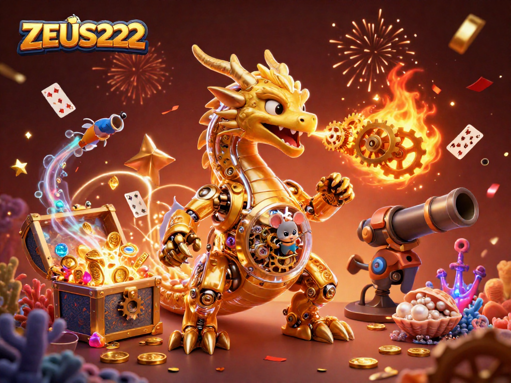 ZEUS222 delivers thrilling online gaming with vibrant treasures, glowing reefs, and cartoon dragon characters.