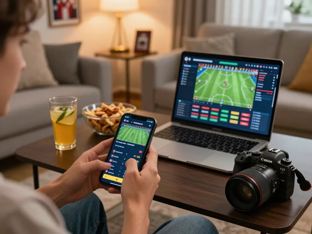 Engaging in sports betting online with CasinoAtlas while placing strategic bets at home.