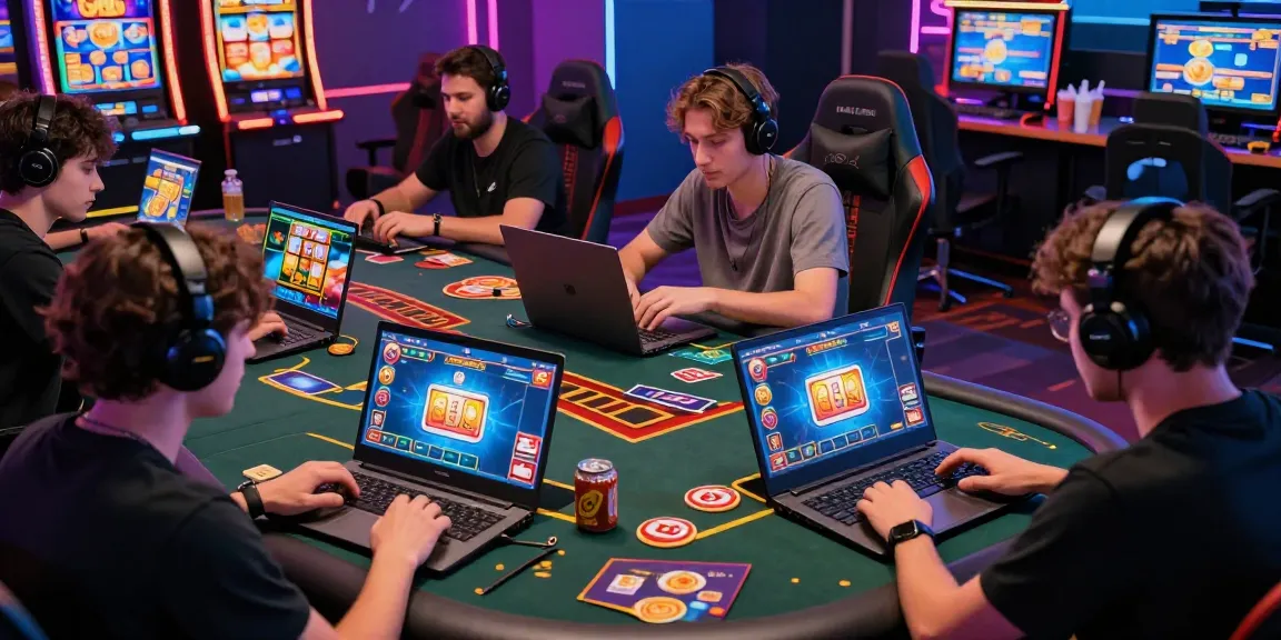 Diverse players engaging in rewarding online card games showcasing gamebaidoithuong is in a vibrant gaming environment.