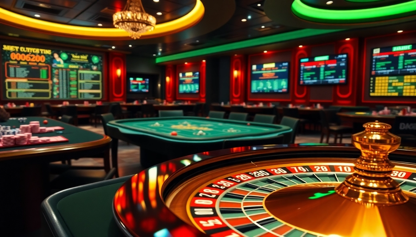 Engaging luxury138 online gambling scene with poker chips, roulette wheel, and live betting odds.