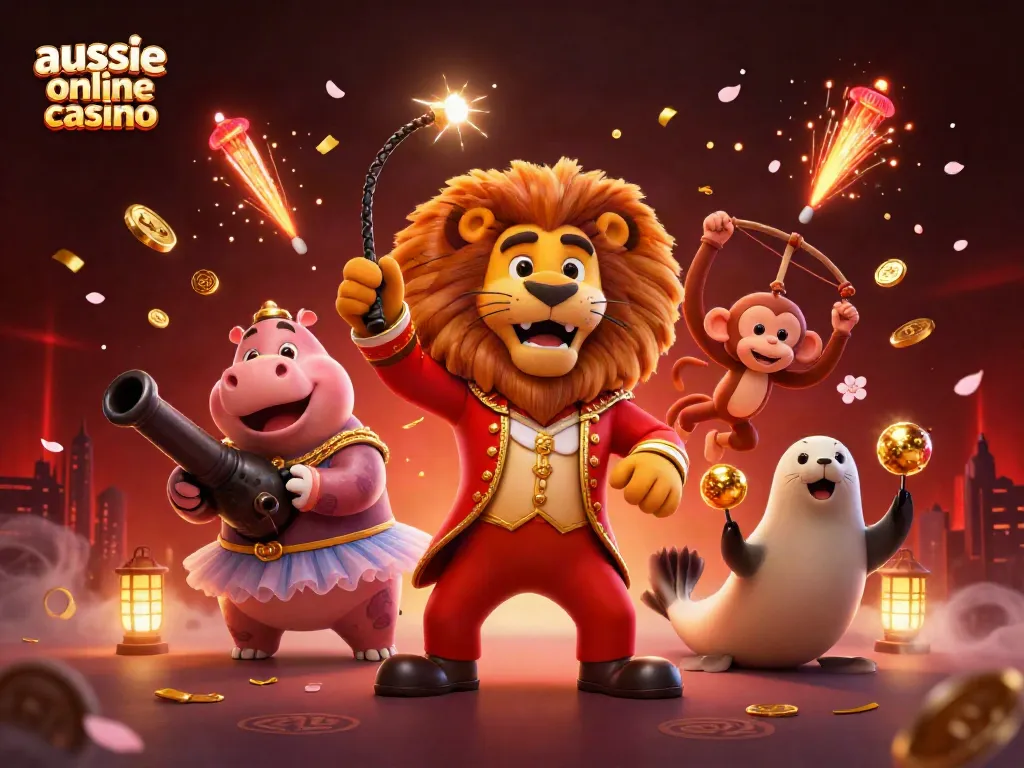 Experience the thrill of winning at the aussie online casino with colorful characters and game elements.