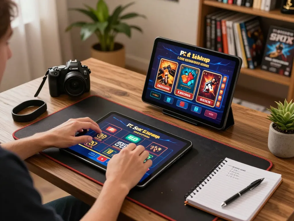 Pengaturan permainan yang menarik menampilkan permainan demo PG Soft Lengkap di tablet untuk pengalaman kasino online yang mulus.