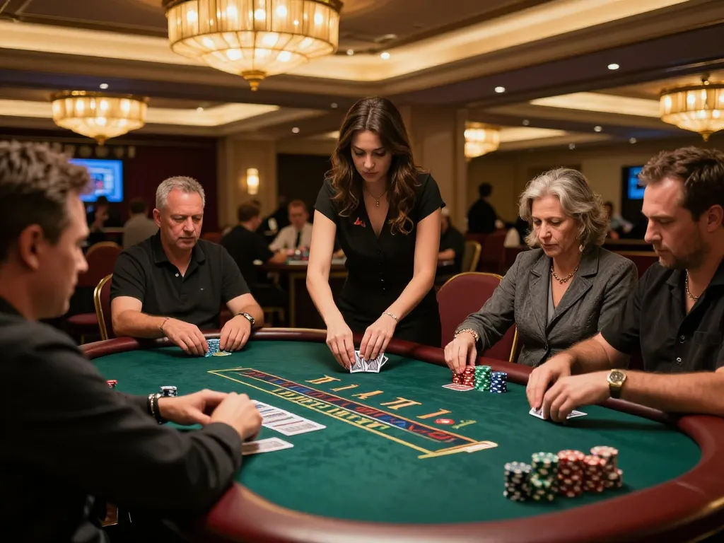 open88 players enjoying a thrilling blackjack game at a live dealer table in a luxury casino.