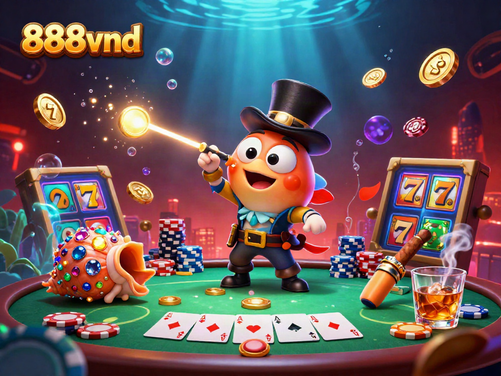 Navigate the vibrant underwater world of 888vnd with vivid characters and casino elements sparking excitement.