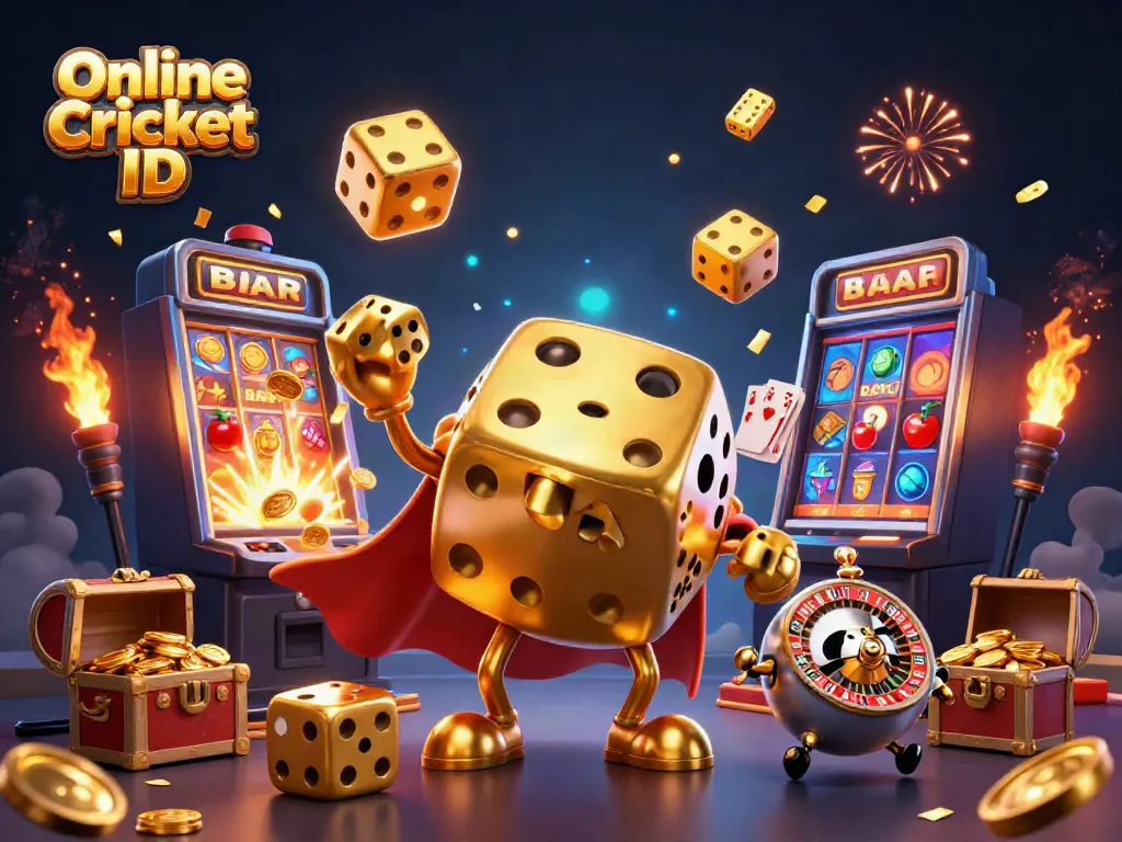 Experience the thrill of betting with an Online Cricket ID in this vibrant 3D gaming illustration.