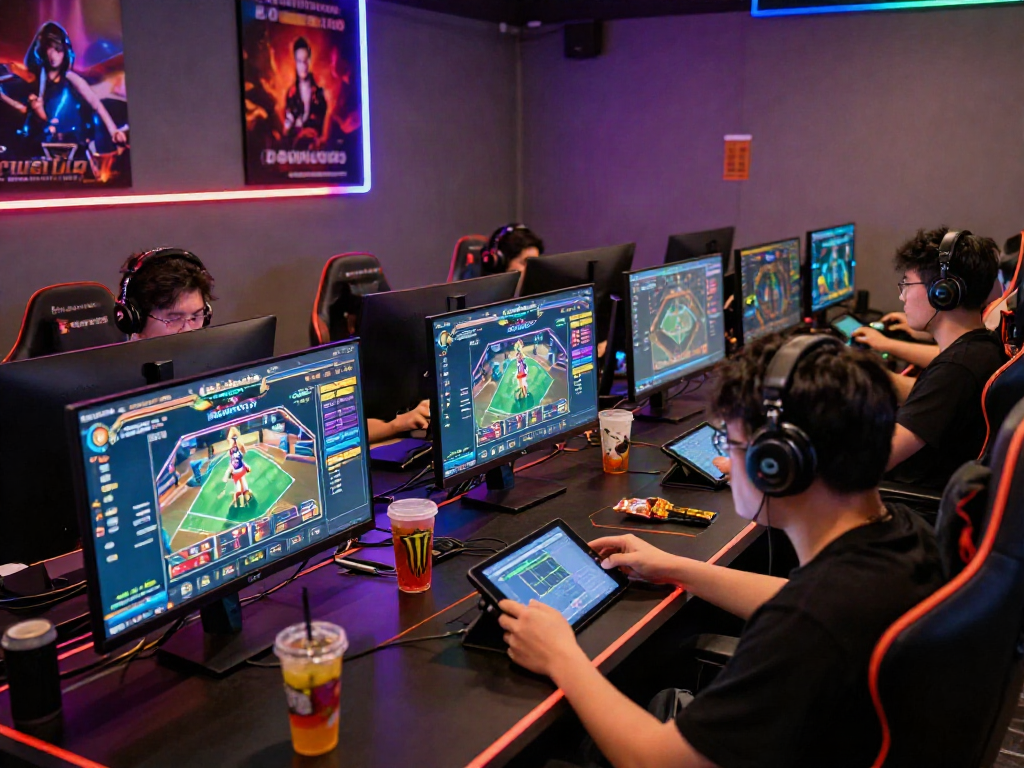 Players immersed in kebuntoto online gaming with vibrant interface and snacks.