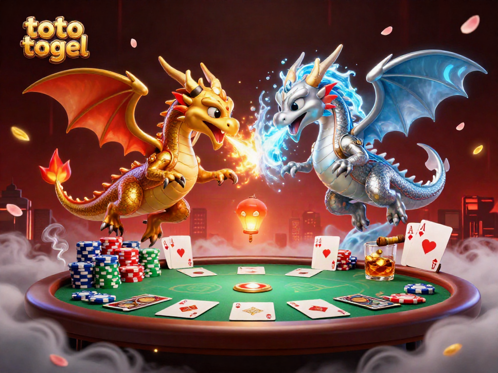 Experience thrilling toto togel action with dragons and vibrant casino elements in this dynamic scene.