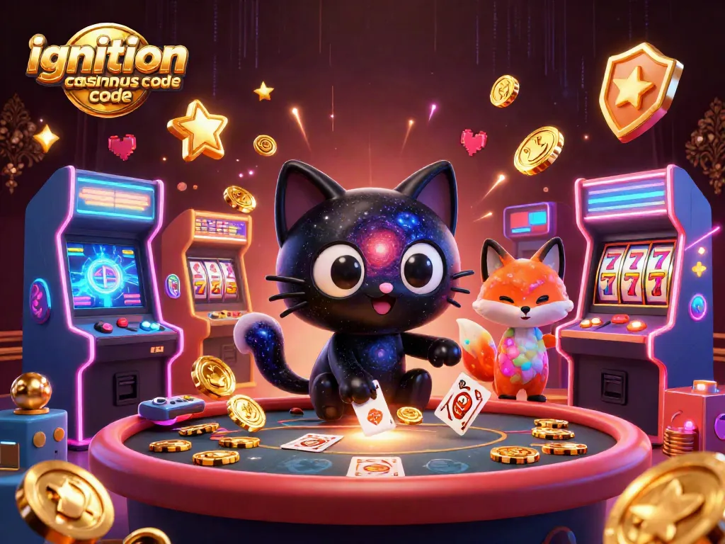 Engage with the ignition casino bonus code at a cosmic casino table, complemented by vibrant gaming elements.
