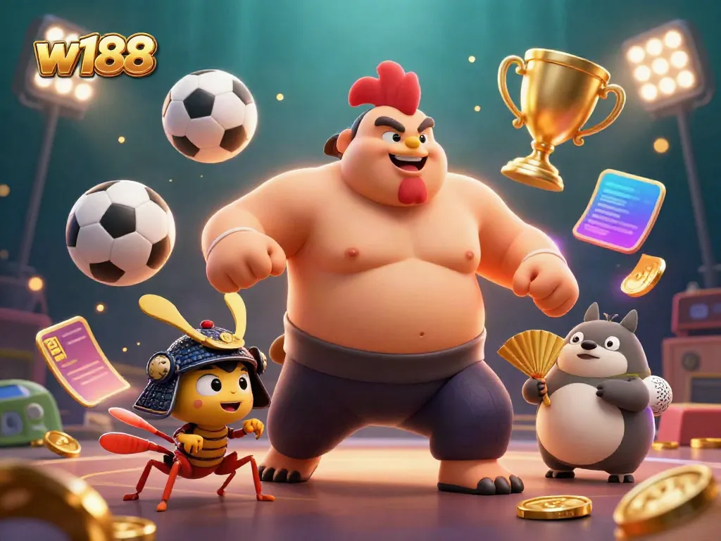 w188 players enjoying exciting sports betting with dynamic characters in a vibrant scene