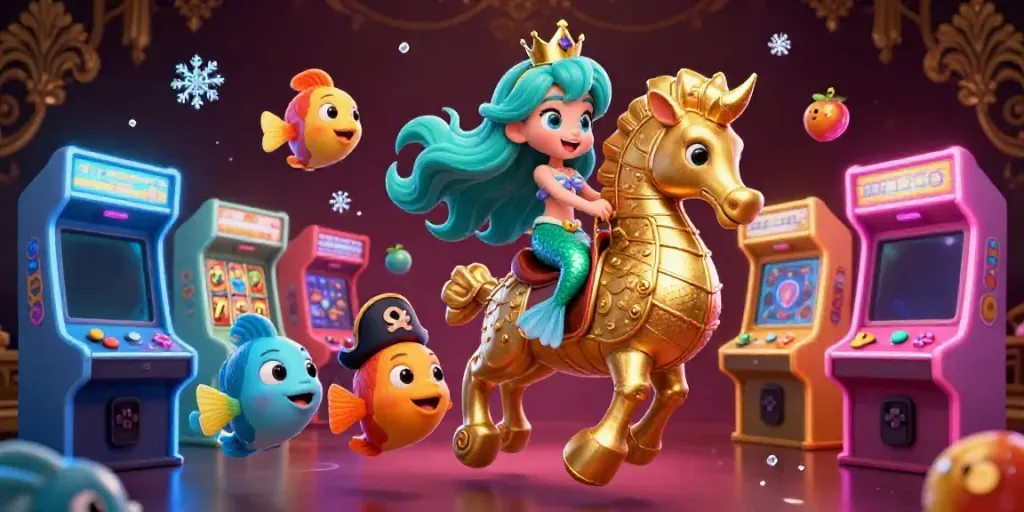 Bermain slot seru dengan putaran berwarna-warni dan karakter putri duyung di latar belakang yang menakjubkan.