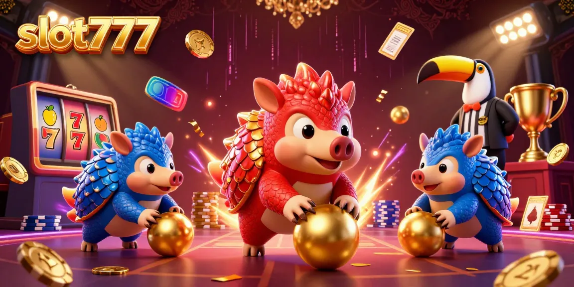 Rival pangolin beraksi di slot777, melemparkan chip poker dan simbol slot di dunia perjudian digital.