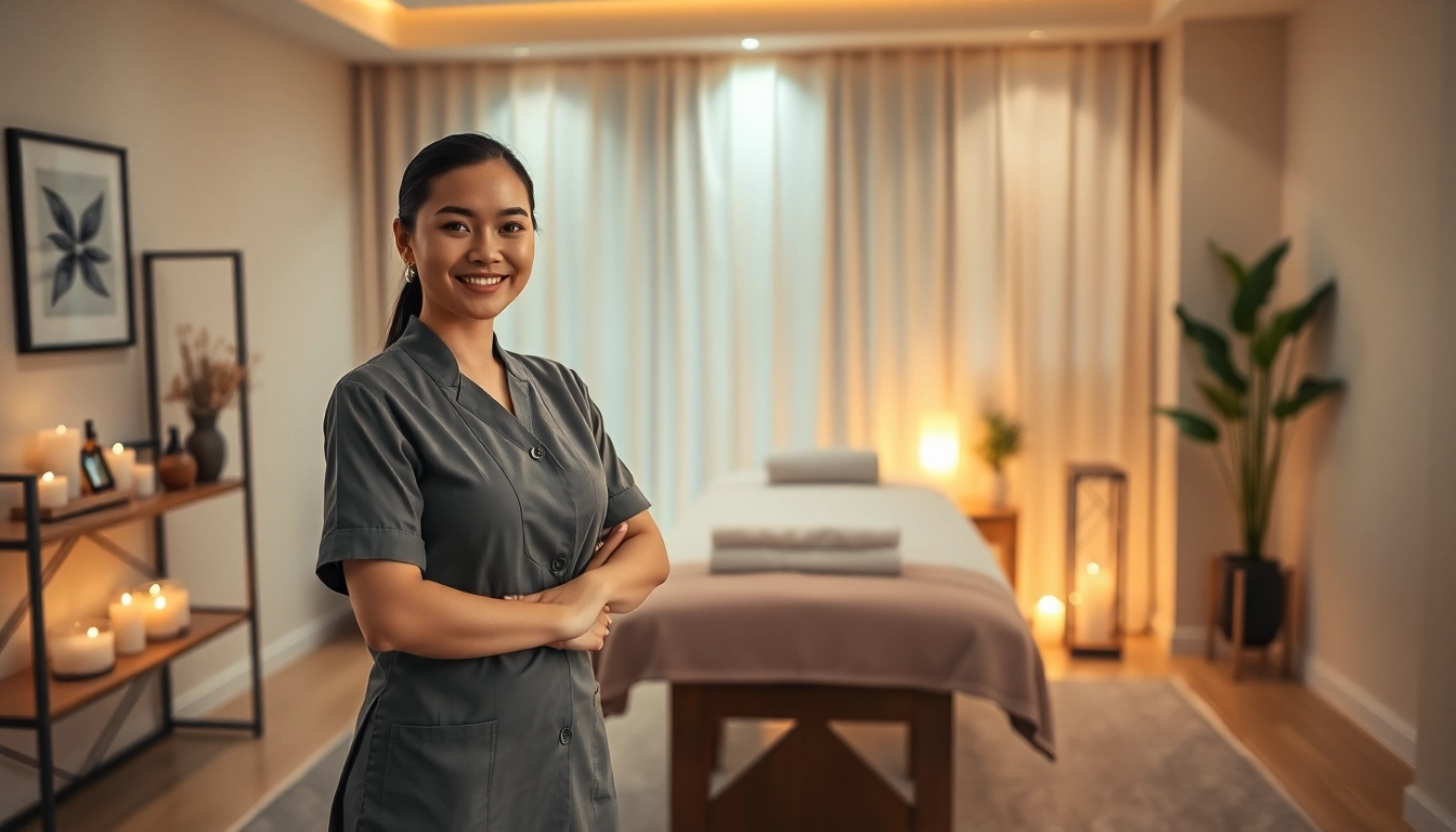 Comfortable and inviting home massage scene showcasing 수원출장마사지 with a professional therapist ready to provide services.