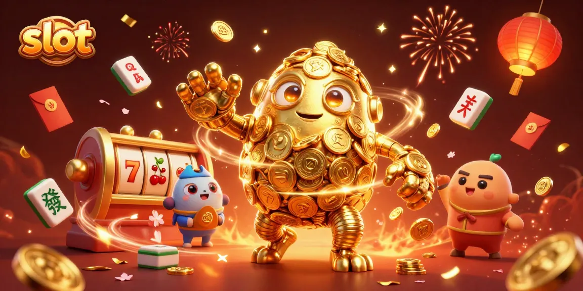 Raih jackpot besar dengan slot dan simbol keberuntungan di latar belakang megah.